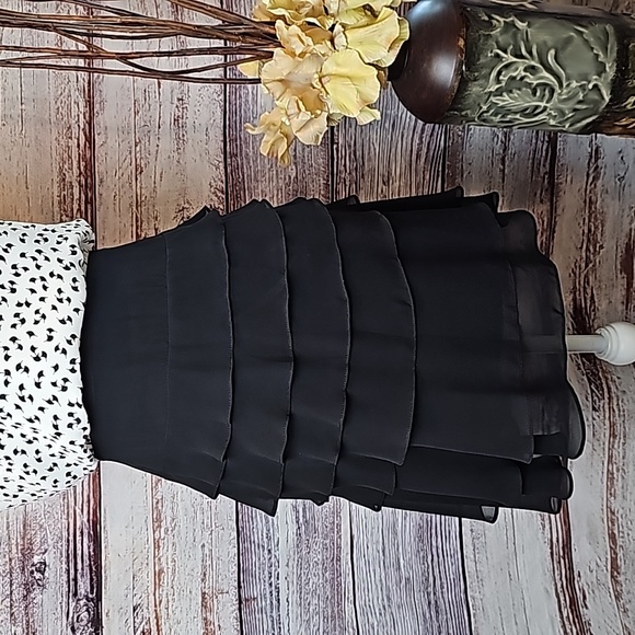 JS Collections Dresses & Skirts - JS COLLECTION BLACK SHEER LINED TIRED RUFFLE SKIRT
